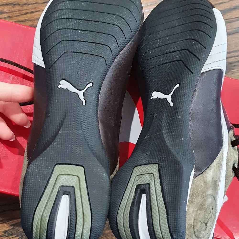 Puma Brown White Leather Athletic Shoes - Picture 4 of 11